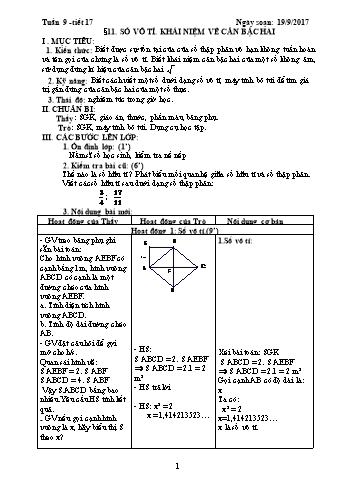 Giáo án Đại số Lớp 7 - Tuần 9 - Năm học 2017-2018 - Trường THCS Ngô Quang Nhã