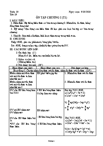 Giáo án Đại số Lớp 8 - Tuần 10 - Năm học 2018-2019 - Trường THCS Ngô Quang Nhã