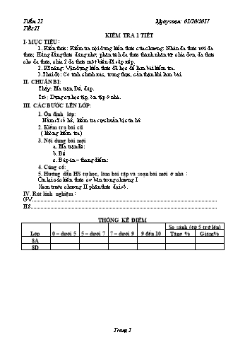 Giáo án Đại số Lớp 8 - Tuần 11 - Năm học 2017-2018 - Trường THCS Ngô Quang Nhã