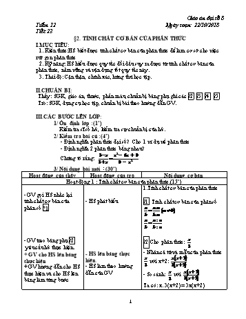 Giáo án Đại số Lớp 8 - Tuần 12 - Năm học 2018-2019 - Trường THCS Ngô Quang Nhã