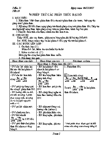 Giáo án Đại số Lớp 8 - Tuần 15 - Năm học 2017-2018 - Trường THCS Ngô Quang Nhã