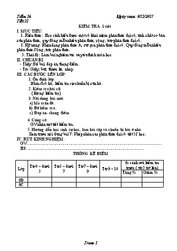Giáo án Đại số Lớp 8 - Tuần 16 - Năm học 2017-2018 - Trường THCS Ngô Quang Nhã