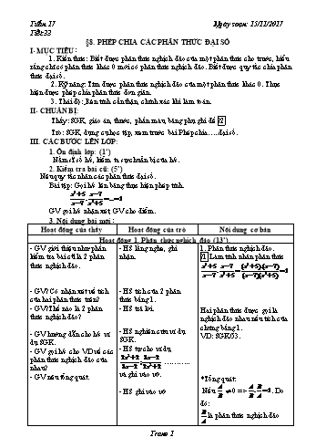 Giáo án Đại số Lớp 8 - Tuần 17 - Năm học 2017-2018 - Trường THCS Ngô Quang Nhã