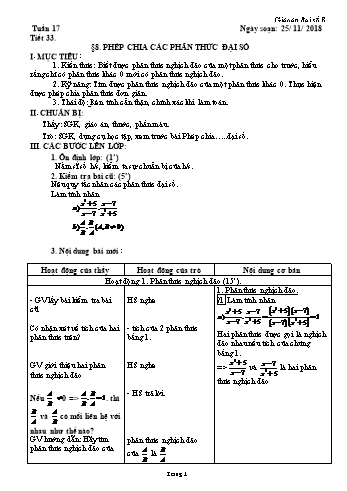 Giáo án Đại số Lớp 8 - Tuần 17 - Năm học 2018-2019 - Trường THCS Ngô Quang Nhã