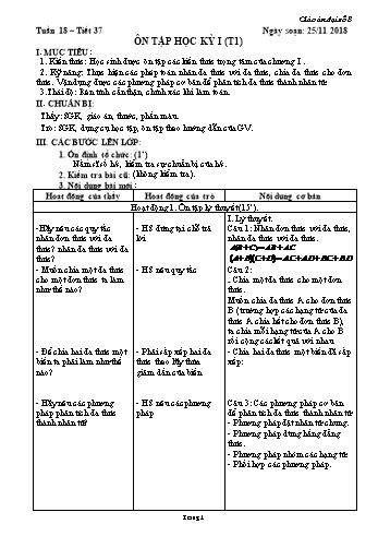 Giáo án Đại số Lớp 8 - Tuần 18 - Năm học 2018-2019 - Trường THCS Ngô Quang Nhã