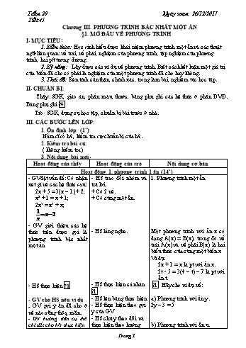 Giáo án Đại số Lớp 8 - Tuần 20 - Năm học 2017-2018 - Trường THCS Ngô Quang Nhã