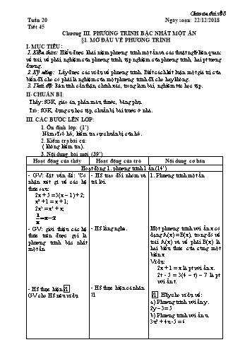Giáo án Đại số Lớp 8 - Tuần 20 - Năm học 2018-2019 - Trường THCS Ngô Quang Nhã
