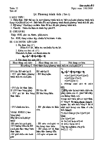 Giáo án Đại số Lớp 8 - Tuần 22 - Năm học 2018-2019 - Trường THCS Ngô Quang Nhã