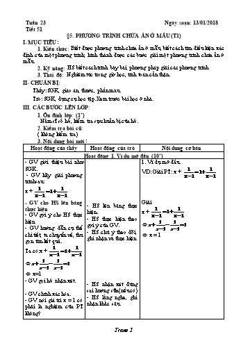 Giáo án Đại số Lớp 8 - Tuần 23 - Năm học 2017-2018 - Trường THCS Ngô Quang Nhã