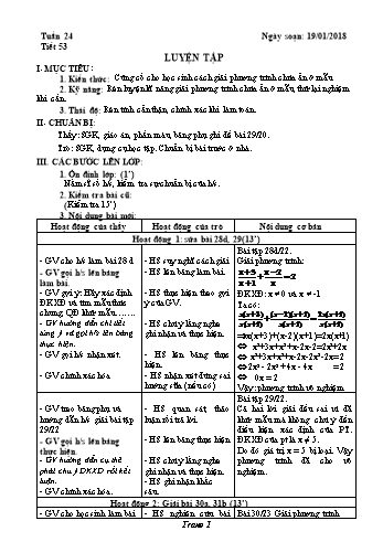 Giáo án Đại số Lớp 8 - Tuần 24 - Năm học 2017-2018 - Trường THCS Ngô Quang Nhã