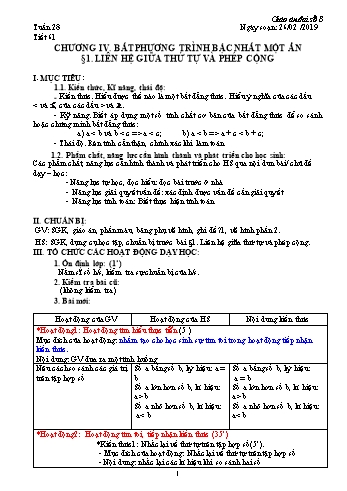 Giáo án Đại số Lớp 8 - Tuần 28 - Năm học 2018-2019 - Trường THCS Ngô Quang Nhã