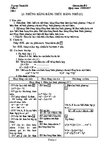 Giáo án Đại số Lớp 8 - Tuần 3 - Năm học 2017-2018 - Trương Thanh Ne