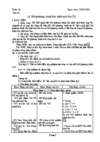 Giáo án Đại số Lớp 8 - Tuần 30 - Năm học 2017-2018 - Trường THCS Ngô Quang Nhã
