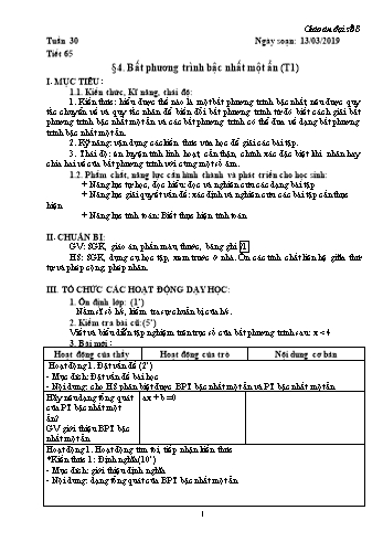 Giáo án Đại số Lớp 8 - Tuần 30 - Năm học 2018-2019 - Trường THCS Ngô Quang Nhã