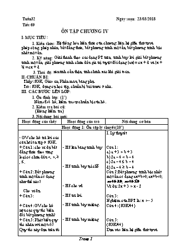 Giáo án Đại số Lớp 8 - Tuần 32 - Năm học 2017-2018 - Trường THCS Ngô Quang Nhã
