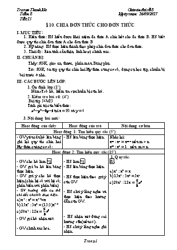Giáo án Đại số Lớp 8 - Tuần 8 - Năm học 2017-2018 - Trương Thanh Ne