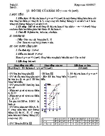 Giáo án Đại số Lớp 9 - Tuần 12 - Năm học 2017-2018 - Trường THCS Ngô Quang Nhã