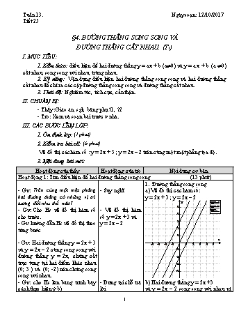 Giáo án Đại số Lớp 9 - Tuần 13 - Năm học 2017-2018 - Trường THCS Ngô Quang Nhã