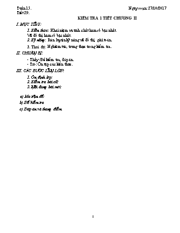 Giáo án Đại số Lớp 9 - Tuần 15 - Năm học 2017-2018 - Trường THCS Ngô Quang Nhã