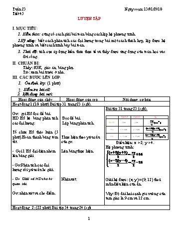 Giáo án Đại số Lớp 9 - Tuần 23 - Năm học 2017-2018 - Trường THCS Ngô Quang Nhã