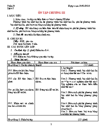 Giáo án Đại số Lớp 9 - Tuần 24 - Năm học 2017-2018 - Trường THCS Ngô Quang Nhã