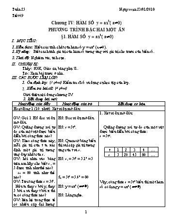 Giáo án Đại số Lớp 9 - Tuần 25 - Năm học 2017-2018 - Trường THCS Ngô Quang Nhã