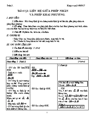 Giáo án Đại số Lớp 9 - Tuần 3 - Năm học 2017-2018 - Trường THCS Ngô Quang Nhã