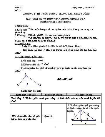 Giáo án Hình học 9 - Tuần 1 - Năm học 2017-2018 - Trường THCS Ngô Quang Nhã