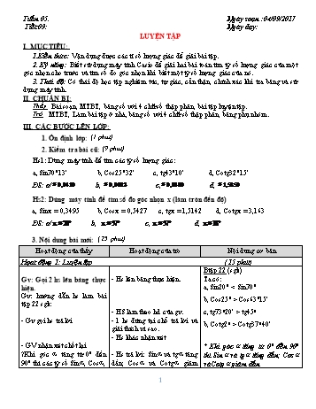 Giáo án Hình học 9 - Tuần 5 - Năm học 2017-2018 - Trường THCS Ngô Quang Nhã