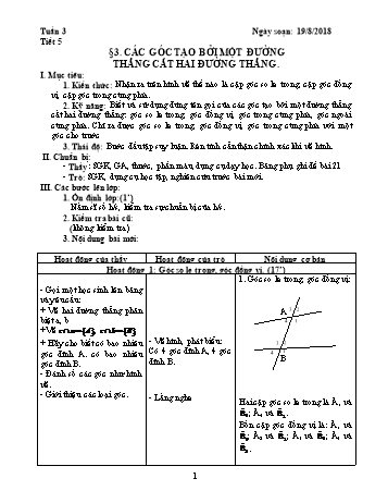 Giáo án Hình học Khối 7 - Tuần 3 - Năm học 2018-2019 - Trường THCS Ngô Quang Nhã