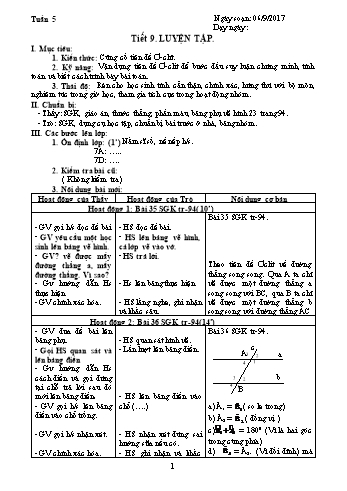 Giáo án Hình học Khối 7 - Tuần 5 - Năm học 2017-2018 - Trường THCS Ngô Quang Nhã