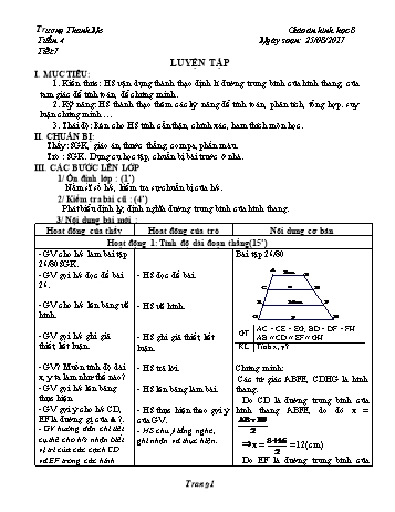Giáo án Hình học Khối 8 - Tuần 4 - Năm học 2017-2018 - Trương Thanh Ne