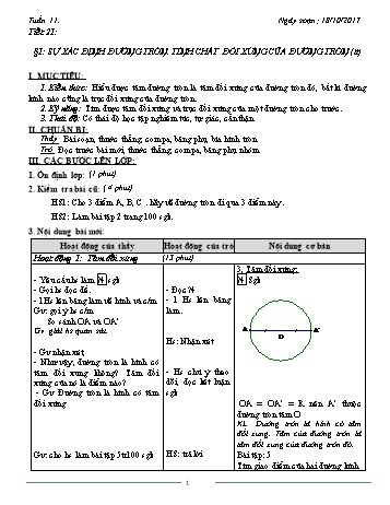 Giáo án Hình học Khối 9 - Tuần 11 - Năm học 2017-2018 - Trường THCS Ngô Quang Nhã