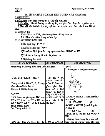Giáo án Hình học Khối 9 - Tuần 16 - Năm học 2018-2019 - Trường THCS Ngô Quang Nhã