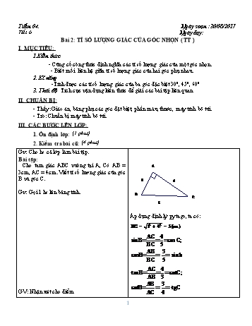 Giáo án Hình học Khối 9 - Tuần 4 - Năm học 2017-2018 - Trường THCS Ngô Quang Nhã