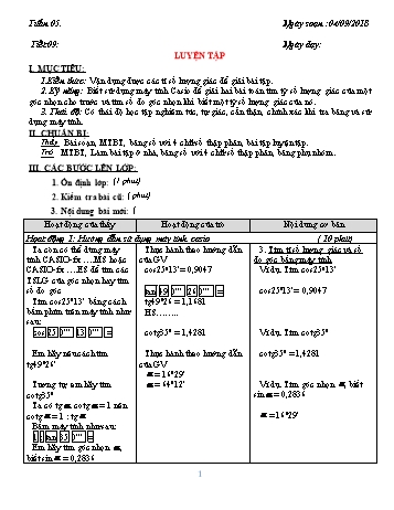 Giáo án Hình học Khối 9 - Tuần 5 - Năm học 2018-2019 - Trường THCS Ngô Quang Nhã