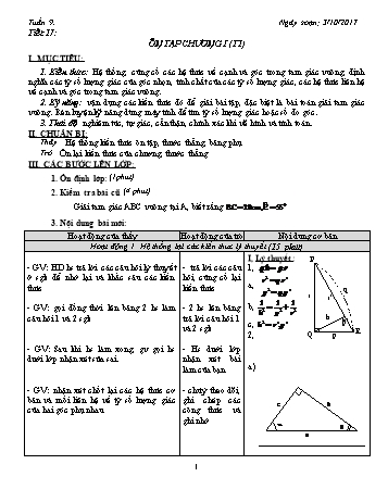Giáo án Hình học Khối 9 - Tuần 9 - Năm học 2017-2018 - Trường THCS Ngô Quang Nhã