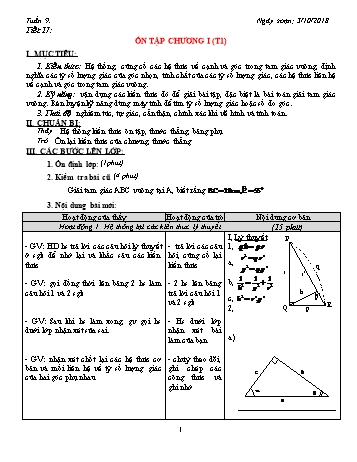Giáo án Hình học Khối 9 - Tuần 9 - Năm học 2018-2019 - Trường THCS Ngô Quang Nhã