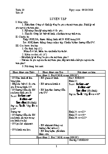Giáo án Hình học Lớp 7 - Tuần 10 - Năm học 2018-2019 - Trường THCS Ngô Quang Nhã