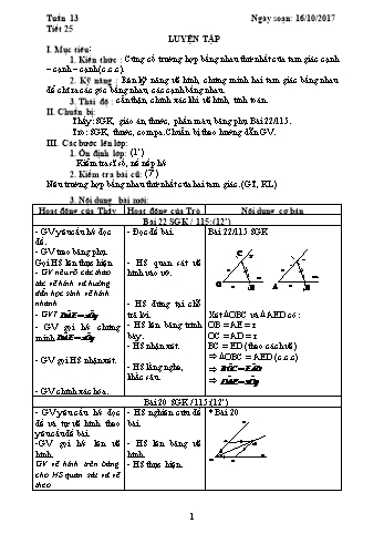 Giáo án Hình học Lớp 7 - Tuần 13 - Năm học 2017-2018 - Trường THCS Ngô Quang Nhã