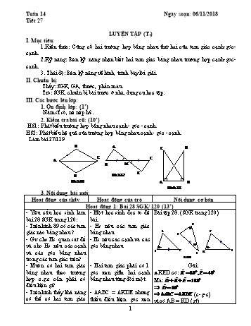 Giáo án Hình học Lớp 7 - Tuần 14 - Năm học 2018-2019 - Trường THCS Ngô Quang Nhã