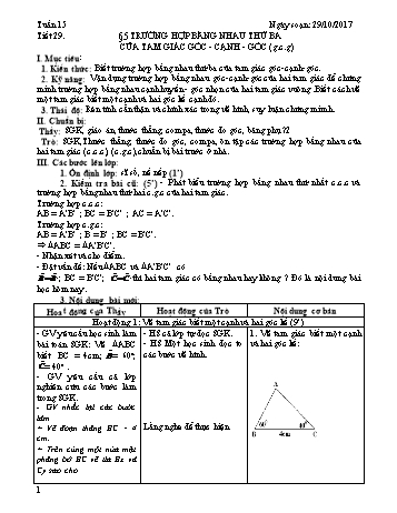 Giáo án Hình học Lớp 7 - Tuần 15 - Năm học 2017-2018 - Trường THCS Ngô Quang Nhã