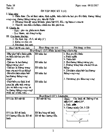Giáo án Hình học Lớp 7 - Tuần 16 - Năm học 2017-2018 - Trường THCS Ngô Quang Nhã