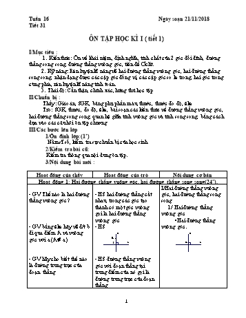 Giáo án Hình học Lớp 7 - Tuần 16 - Năm học 2018-2019 - Trường THCS Ngô Quang Nhã