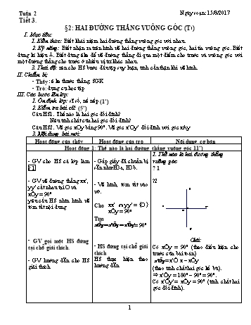 Giáo án Hình học Lớp 7 - Tuần 2 - Năm học 2017-2018 - Trường THCS Ngô Quang Nhã