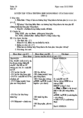 Giáo án Hình học Lớp 7 - Tuần 20 - Năm học 2018-2019 - Trường THCS Ngô Quang Nhã