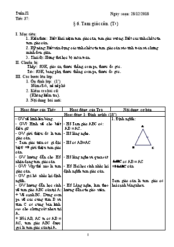 Giáo án Hình học Lớp 7 - Tuần 21 - Năm học 2018-2019 - Trường THCS Ngô Quang Nhã