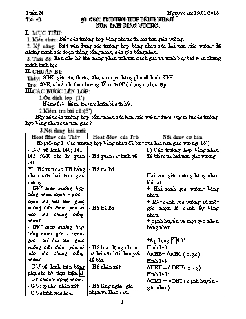 Giáo án Hình học Lớp 7 - Tuần 24 - Năm học 2017-2018 - Trường THCS Ngô Quang Nhã