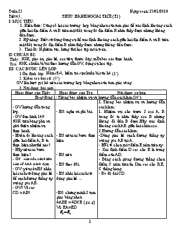 Giáo án Hình học Lớp 7 - Tuần 25 - Năm học 2017-2018 - Trường THCS Ngô Quang Nhã