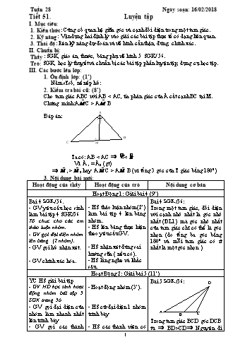 Giáo án Hình học Lớp 7 - Tuần 28 - Năm học 2017-2018 - Trường THCS Ngô Quang Nhã